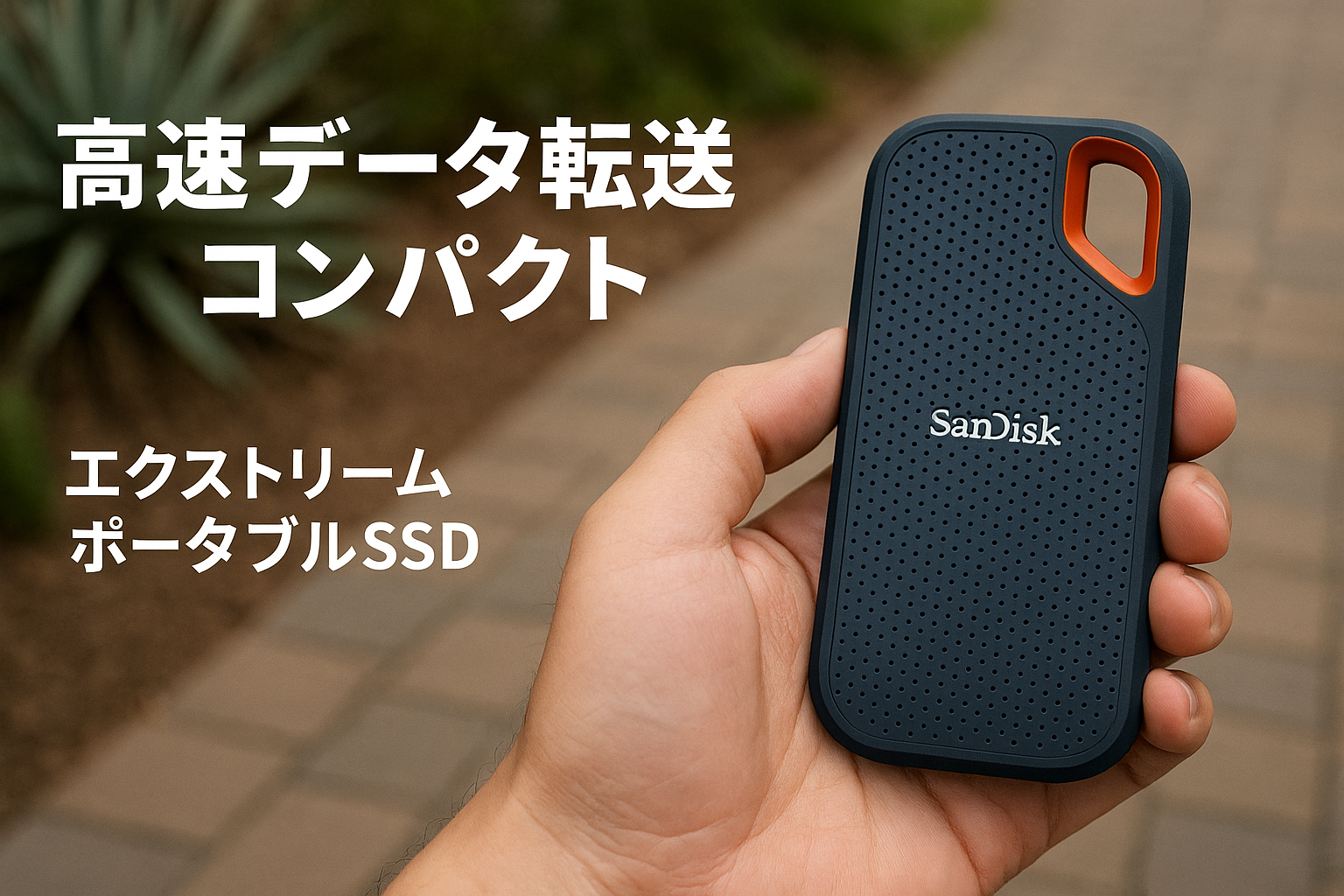SanDisk SSD 外付け 1TB USB3.2Gen2 読出最大1050MB/秒 防滴防塵 SDSSDE61-1T00-GH25 エクストリーム ポータブルSSD V2 Win Mac PS4 PS5 エコパッケージ 5年保証