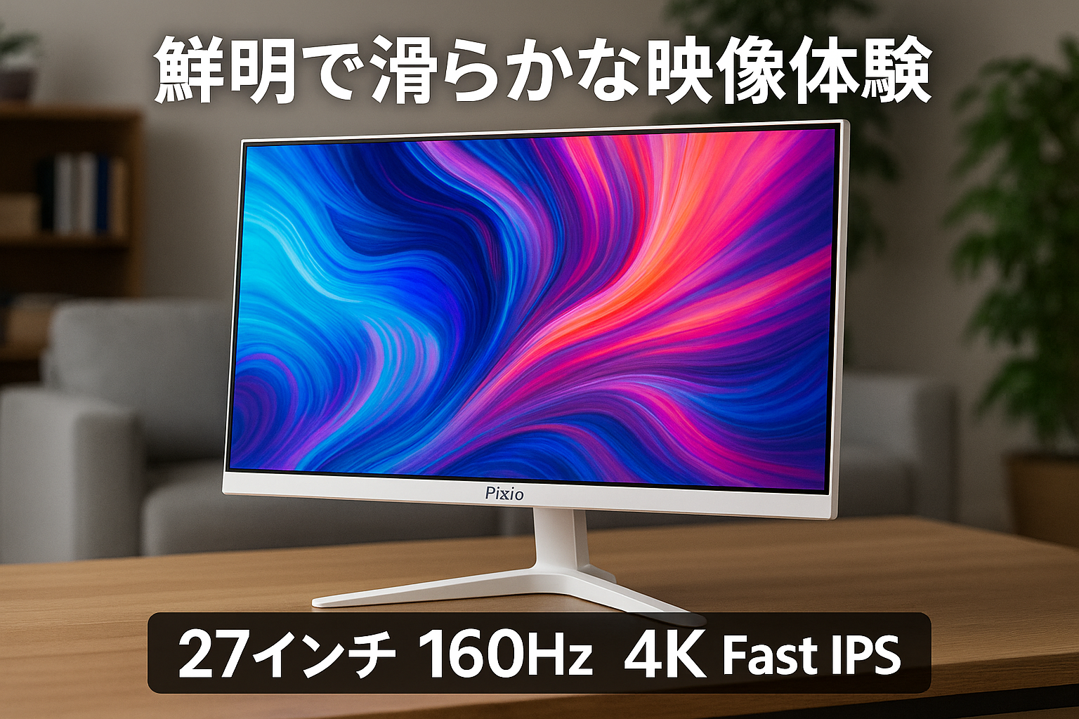 Pixio PX27U Wave White ゲーミングモニター 27インチ 160Hz 4K Fast IPS ホワイト 白 スピーカー内蔵 2年保証 30日間返品保証 PX27UWAVEW