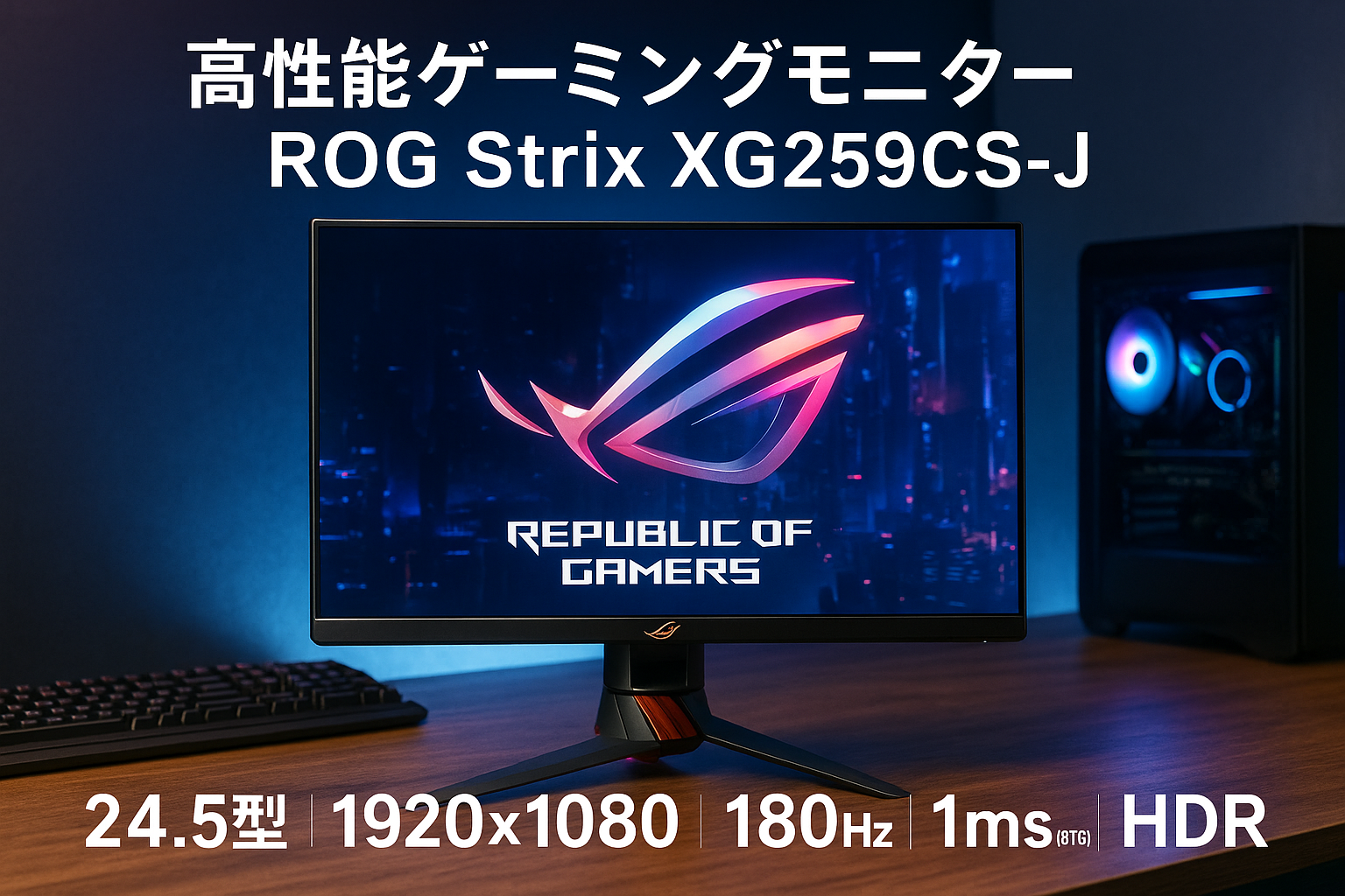 ROG Strix XG259CS-J ゲーミングモニター (24.5型/1920x1080/Fast IPS/180Hz/1ms(GTG)/HDR/USB Type-C/DisplayPort 1.4/HDMI/国内正規品)