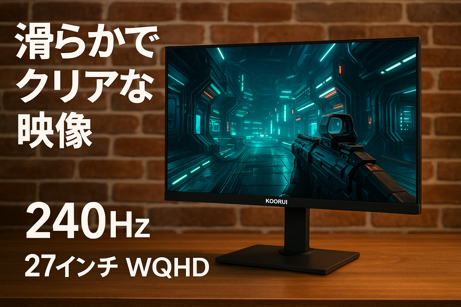 KOORUI ゲーミングモニター 240Hz モニター 27インチ WQHD(2560×1440) (IPS /1ms OD/AdaptiveSync/HDMI×2 / DisplayPort/傾斜/高さ調整/縦横回転/ピボット) 27E3QK