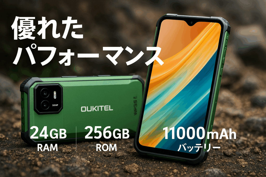 OUKITEL WP35S タフネススマホ simフリー、24GB|256GB|1TB、Android 14 スマホ、11000mAh大容量バッテリー|58MP +16MPカメラ|6.6インチ 大画面 タフネススマホ 防水防塵耐衝撃 4GデュアルSIM、NFC、OTG、指紋認識、顔認証、安全、実用、防災、技術適合認、グリーン