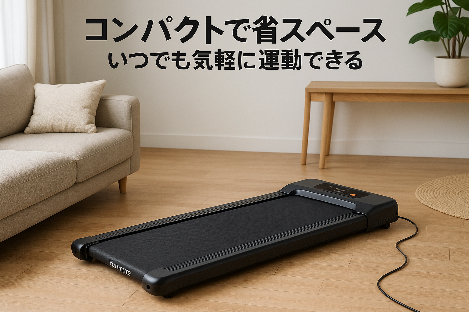 Yumcute ルームランナー 家庭用【3年保証】ランニングマシン 机の下 コンパクト 電動 ウォーキングマシン 組立不要 ランニングマシーン 静音 2024リニューアル版 トレッドミル 有り酸素運動 健康器具 多機能 ホームジム 男女兼用