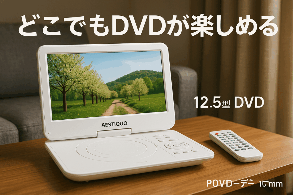 AESTIQUO ポータブルDVDプレーヤー 12.5型 dvdプレーヤー 10.5インチ液晶 cdプレーヤー【車載用ホルダー&リモコン&リモコン用電池付 】5時間連続再生 リージョンフリー CPRM対応 レジューム機能 270度回転 TV同期可能 SDカード/USBに対応 車載携帯式 軽量 操作簡単 (ホワイト)