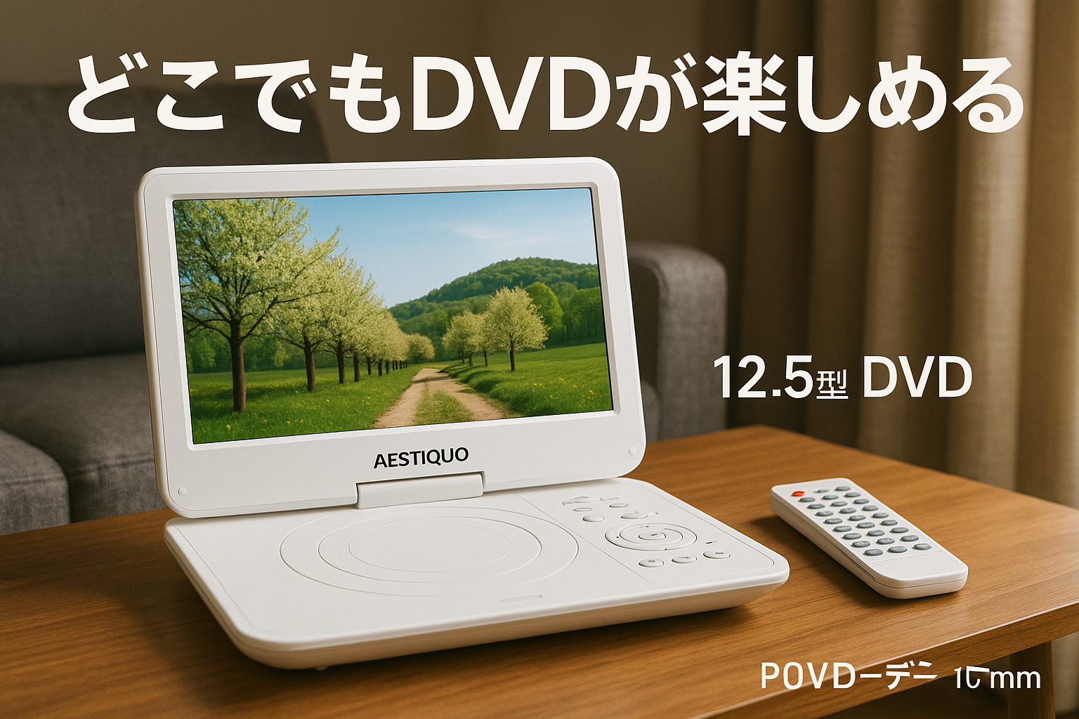 AESTIQUO ポータブルDVDプレーヤー 12.5型 dvdプレーヤー 10.5インチ液晶 cdプレーヤー【車載用ホルダー&リモコン&リモコン用電池付 】5時間連続再生 リージョンフリー CPRM対応 レジューム機能 270度回転 TV同期可能 SDカード/USBに対応 車載携帯式 軽量 操作簡単 (ホワイト)