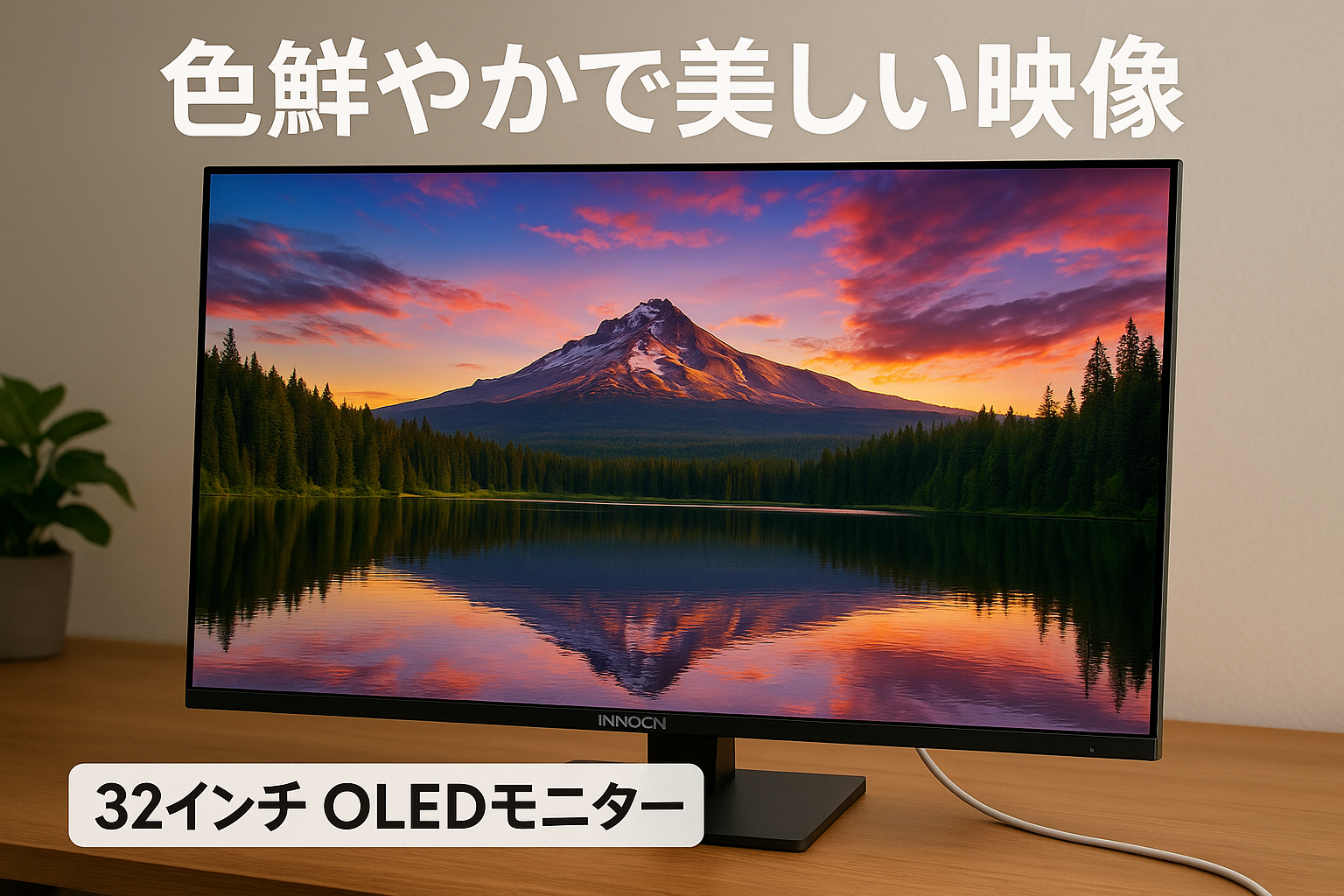 32インチ モニター INNOCN 32Q1U 4K 有機EL UHD ゲーミング 3840x2160 解像度 HDR10 60Hz 0.1ms Type-C 90W 機能対応10Bits スピーカー内蔵 5W oled パネル VESA規格対応 端子TYPE-Cだけ対応