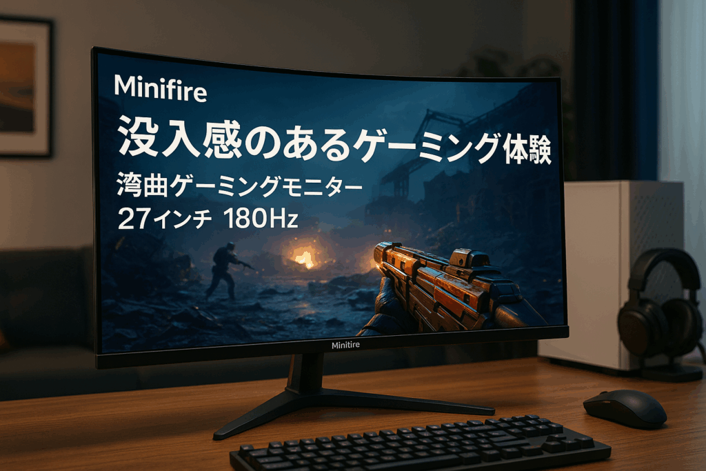 Minifire モニター27インチ 湾曲ゲーミングモニター 180Hzリフレッシュ 1500R曲面 スピーカー内蔵 AMD FreeSync HDR対応 300cd/㎡輝度 178° 3000:1コントラスト比 VESA対応 DP/HDMI (HDMIケーブル付き-MFG27C1)