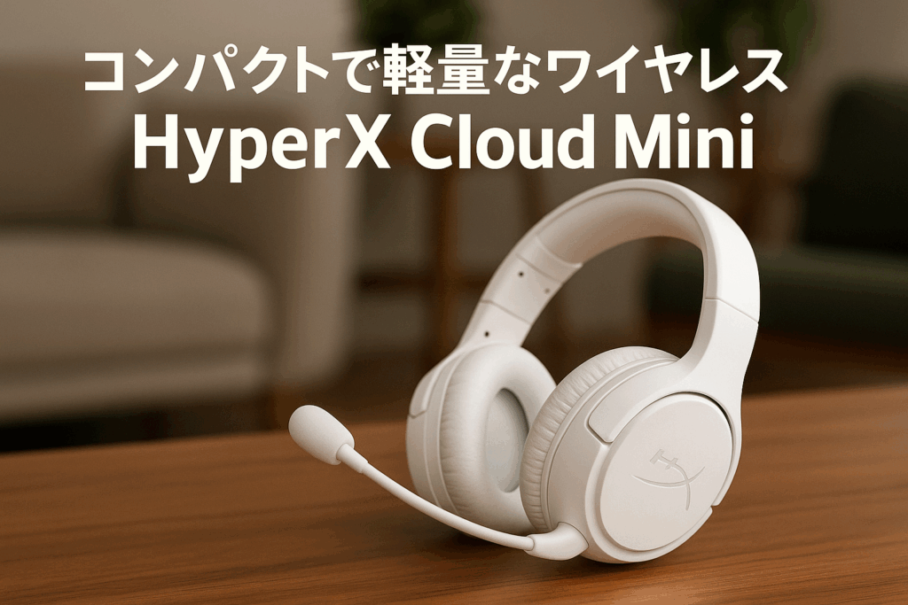 HyperX Cloud Mini ワイヤレス ゲーミングヘッドセット フリップミュートマイク 最大25時間駆動 オーディオセーフガード 回転式イヤーカップ ホワイト 7G8F2AA