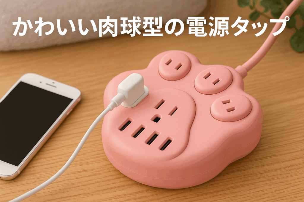 TOPREK 猫の足型 電源タップ ピンク USB コンセント 延長コード 3M 3個口 3個USB-C (USB-C 20W PD3.0 急速充電) 1500W/12A 180°スイングプラグ 雷サージガード オフィス/家庭用/卓上小型軽量出張/旅行 (付:強力両面アクリル)