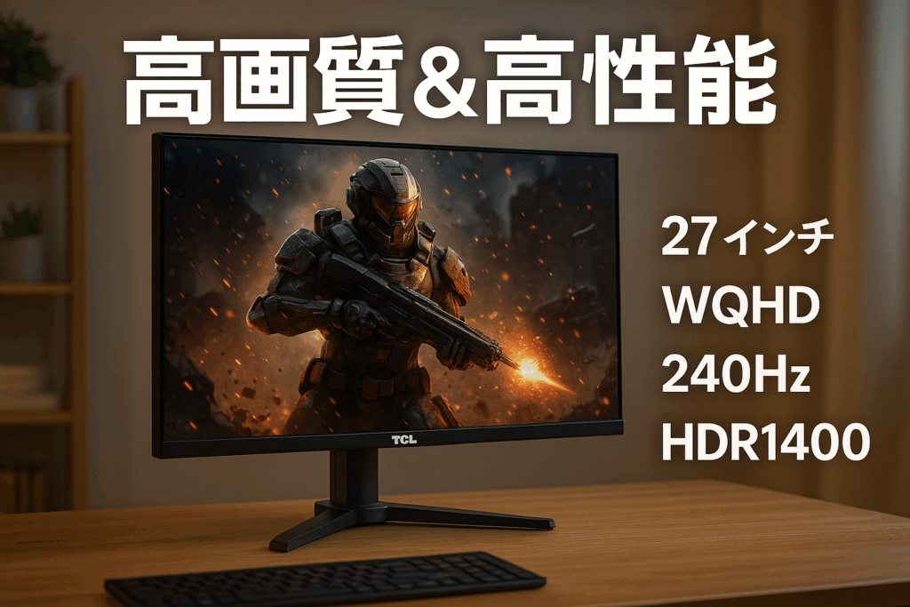 TCL 量子ドットMini LED モニター 27インチ 27R73Q WQHD 240Hz HVAパネル 1ms 非光沢 HDR1400 HDMI2.1 DP 縦横回転 高さ調節 FreeSync ブルーライト軽減 ゲーミングモニター