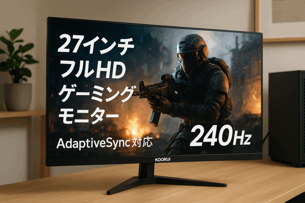 KOORUI ゲーミングモニター 27インチフルHD 240Hz 液晶ディスプレイAdaptiveSync対応/HDMI×2/DisplayPort/VESA対応/傾き調整 GN02