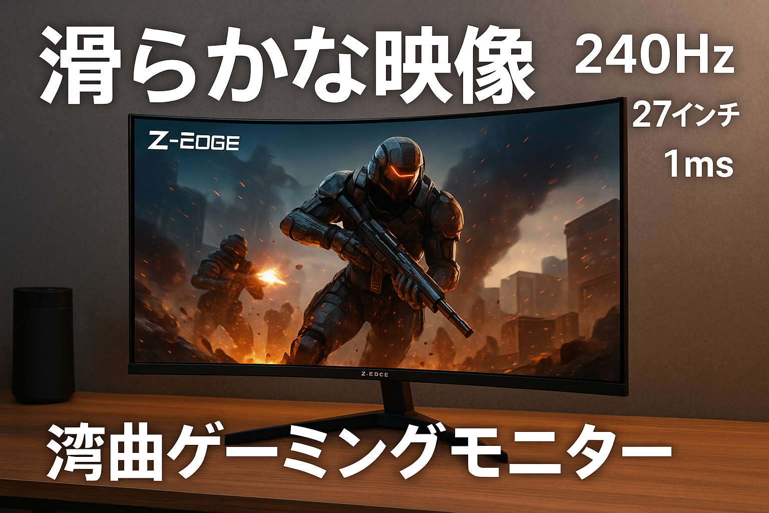 Z Z-Edge 湾曲ゲーミングモニター 240Hz 27インチ 1ms 曲面 16:9 1920x1080 フレームレス LED ディスプレイー モニター、UG27P-N AMD Freesync プレミアム DPポート HDMIポート スピーカー内蔵
