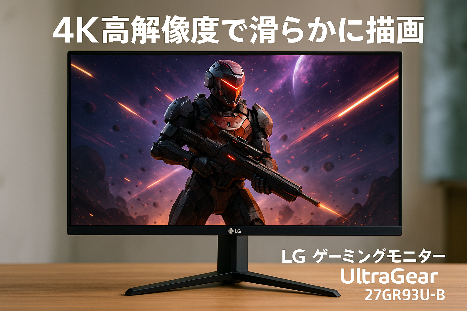 LG ゲーミングモニター UltraGear 27GR93U-B 27インチ/PCゲーム、家庭用ゲーム/4K(3840×2160) /アンチグレア/144Hｚ/IPS 1ms（GTG）/FreeSync™ Premium/HDR10/DisplayPort/HDMI/チルト､高さ調整対応