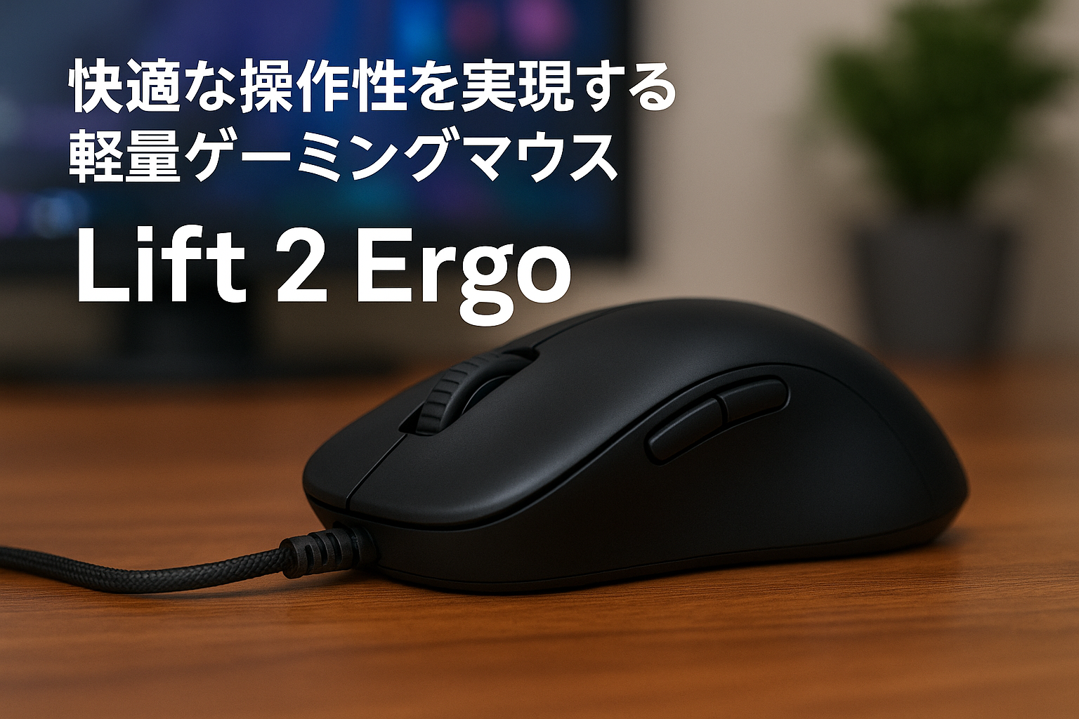 NZXT Lift 2 Ergo Black 軽量 8Kポーリングレート・26000DPIセンサー搭載 エルゴノミック形状 有線 ゲーミングマウス ブラック MS-001NB-01 MS0702