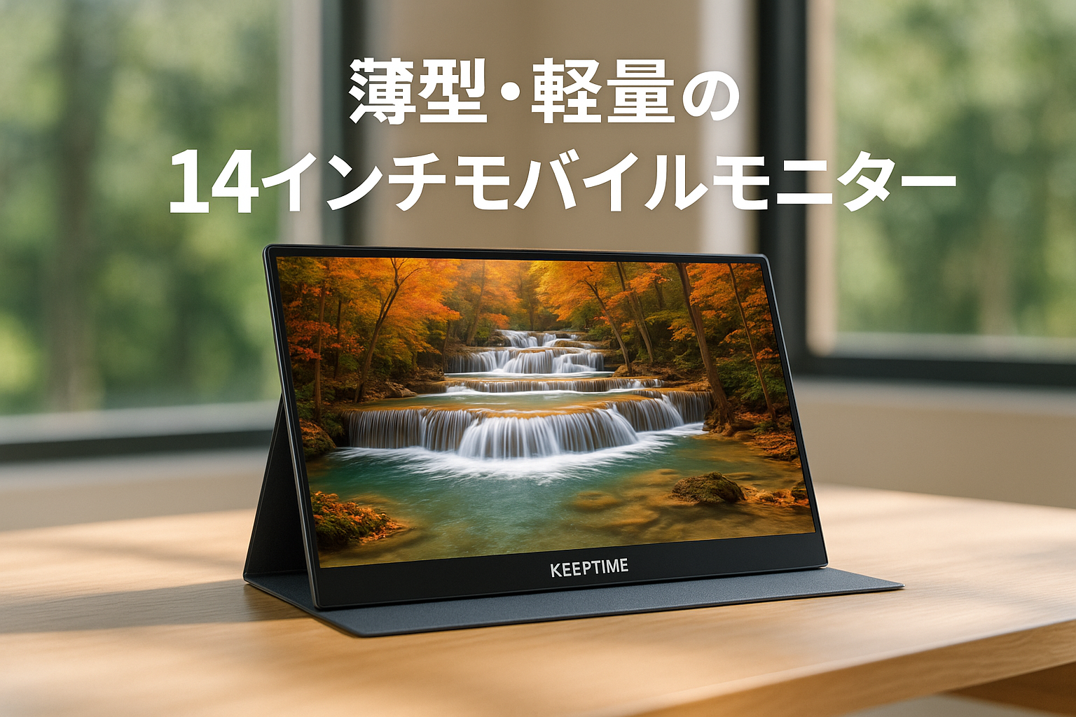 KEEPTIME モバイルモニター 14インチ 超薄型 超軽量 モバイルディスプレイ 1200P解像度 高輝度 100％sRGB広色域 狭額縁 ポータブルモニター IPS液晶パネル 1920x1200 スタンド保護カバー付き PS4/XBOX/Switch/PC/Macなど対応