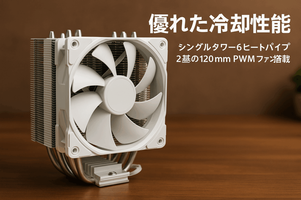 PCCOOLER CPS RZ620 WH CPU冷却器265W TDP CPUエア冷却器シングルタワー6ヒートパイプCPU冷却システム、2Pcs CPUエア冷却器F5 R120 120mmファンPWM静音3モード2200RPM,86.73 CFM強風量 ノイズ32dBA ファン付き、Intel LGA 115X/1200/1700、AMD AM4/AM5の簡易エア冷却器に適用,ホワイト
