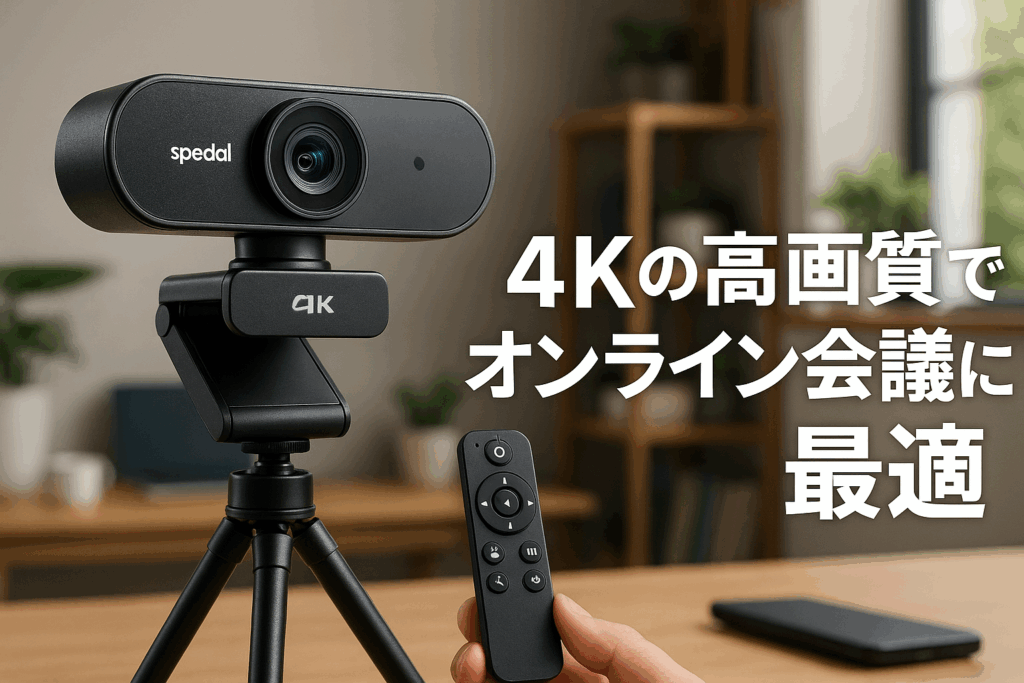 Spedal 931 Webカメラ 4K UHD 800万画素 広角 会議カメラ 4倍ズーム リモコン&三脚付き マイク内蔵 USB プラグ&プレイ 4Kウェブカメラ PCカメラ オンライン授業/ウェブ会議/テレワーク MAC OS, Windows, Youtube, Skype, Facebook, Zoom, Facetimeなど対応