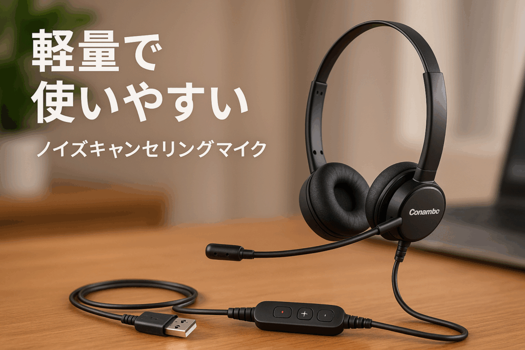 Conambo ヘッドセット USB-A 3.5mm USB700 ヘッドセット有線 PC/携帯電話用 軽量使いやすく ノイズキャンセリングマイク付き ミュート機能搭載 コンピュータラップトップヘッドセット オンラインコース通話 ホームオフィス Skype Web会議などに適用