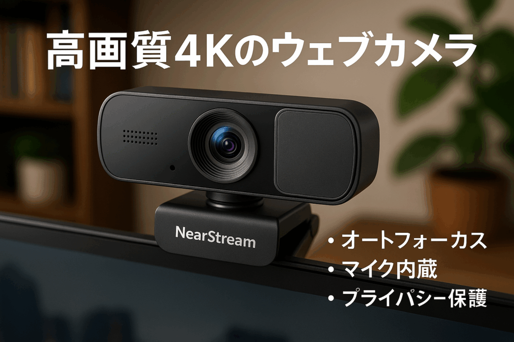 NearStream Webカメラ ウェブカメラ 4K 1080P 60fps オートフォーカス マイク内蔵 ノイズキャンセリング 調整可能な視野角 広角/狭角レンズ搭載 プライバシー保護 ビデオ会議/テレワーク/授業/ライブ配信用 Windows/Mac/Linux/Chrome Zoom/Skype/Teams/Meet/Youtube対応 ブラック V08AF-JP