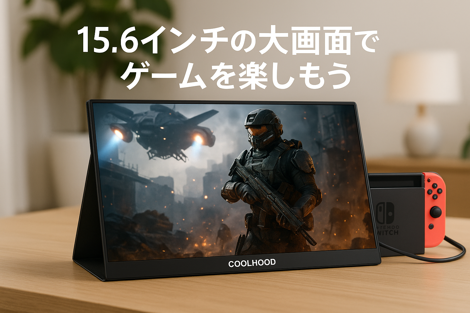 COOLHOOD モバイルモニター 15.6インチ モバイルディスプレイ 1920x1080FHD ゲーミングモニター スイッチ用モニター 高輝度400Nits 100%広色域 IPSパネル HDRモード対応 薄型 超軽量 ブルーライト軽減 Type-C/mini HDMI端子スタンドカバー付き スピーカー内蔵 PS4/PS5/XBOX/Switch/PC/Macなど対応 在宅勤務