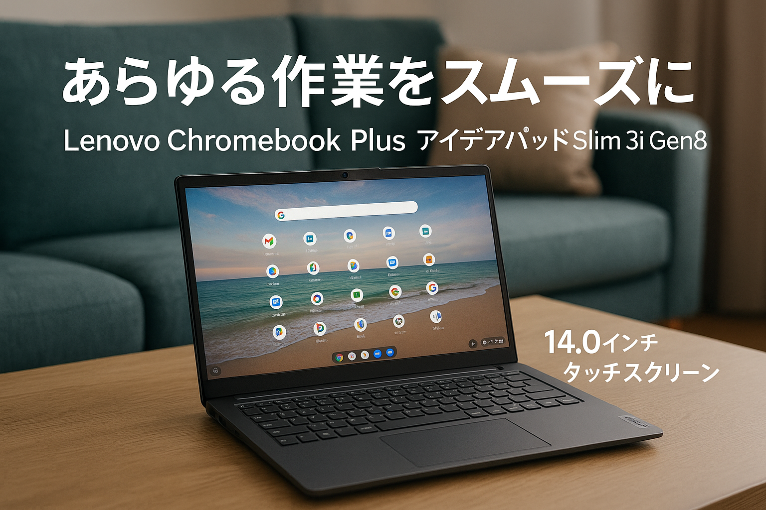 Lenovo Chromebook Plus クロームブックプラス IdeaPad Slim 3i Gen8 14.0インチ インテル® Core™ i3 プロセッサー搭載 N305 タッチスクリーン 日本語キーボード 重量1.5kg ストームグレー 83BN002WJP