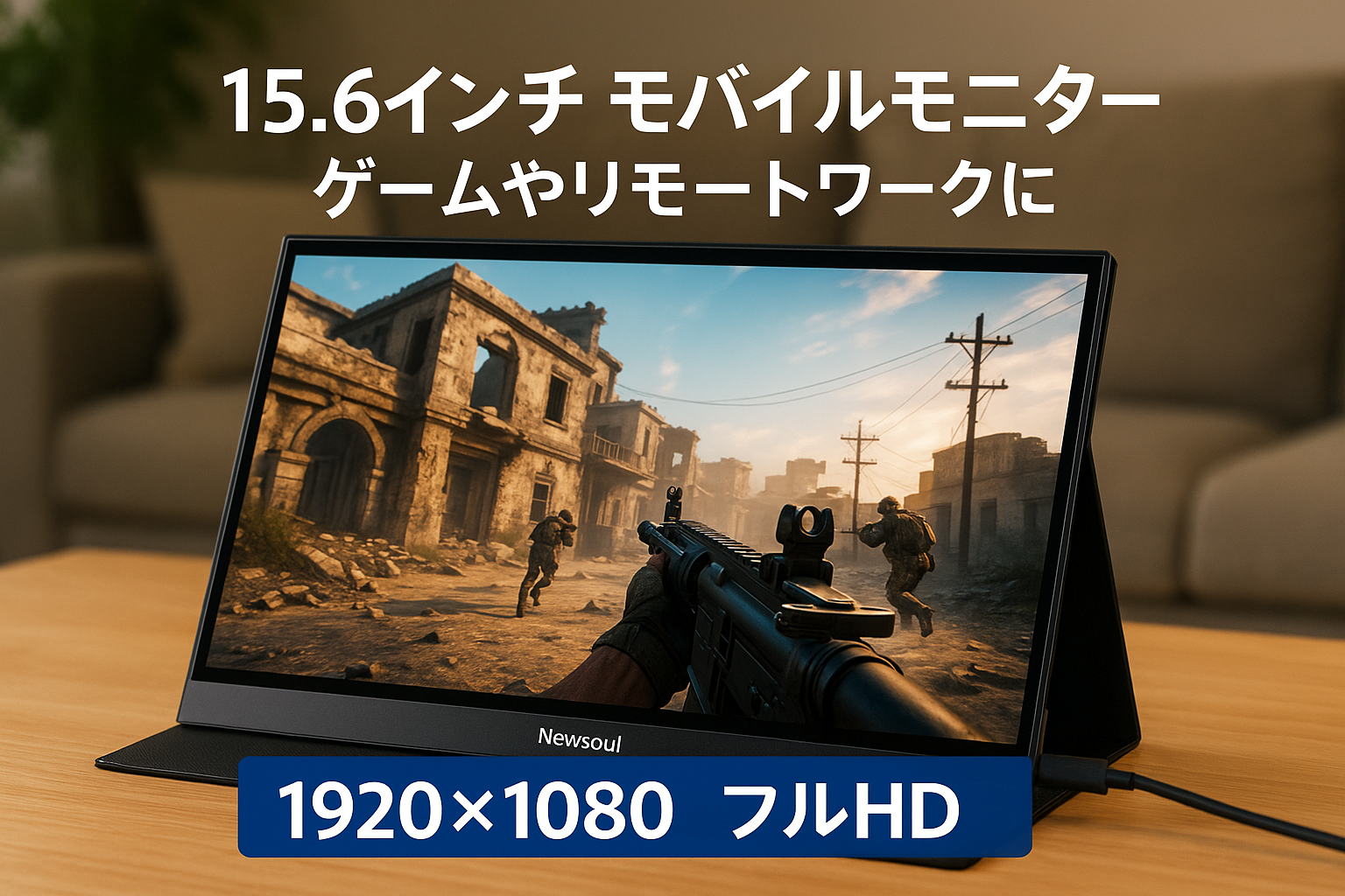 モバイルモニター Newsoul タッチパネル 15.6インチ ゲーミングモニター 1920x1080FHD モバイルディスプレイ 軽量 薄型 ポータブルモニター USB Type-C/Mini HDMI端末 IPS液晶パネル PS4PS5/XBOX/Switch/PC/Macなど対応 在宅勤務 リモートワーク