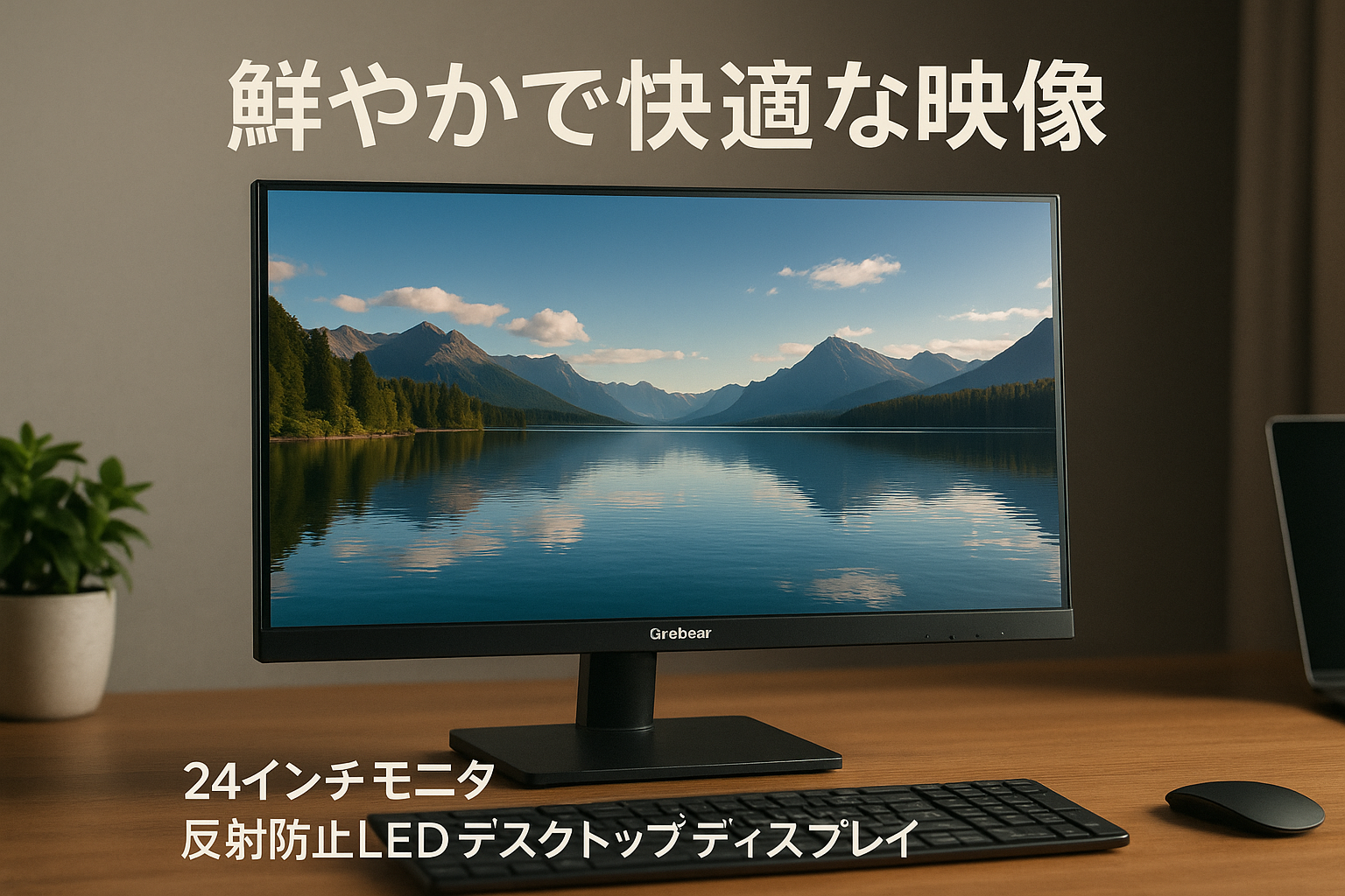 Grebear 24インチ モニター コンピューター ディスプレイ 75Hz FHD IPSパネルスクリーン 1080P PCモニター 5ms(GTG)応答時間 99% sRGB 低ブルーライト 反射防止LEDデスクトップディスプレイ HDMI/VGA/Freesync/VESA対応 チルト調整可能