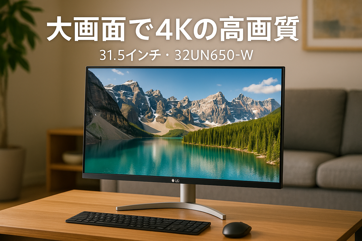 LG モニター ディスプレイ 32UN650-W 31.5インチ/4K/HDR/IPS非光沢/HDMI×2、DP/FreeSync対応/スピーカー搭載/フリッカーセーフ、ブルーライト低減/高さ調節/3年安心・無輝点保証