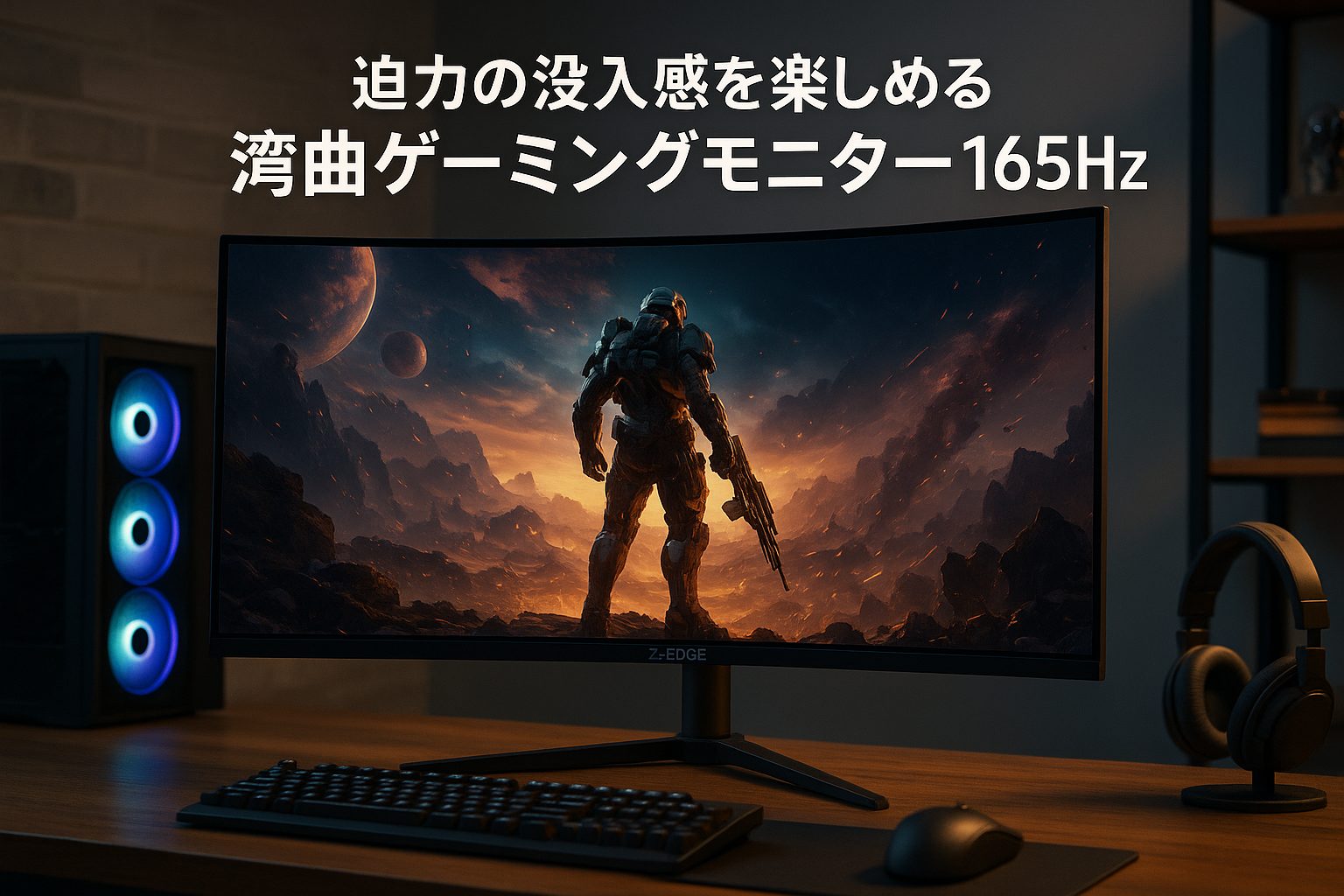 Z Z-Edge 湾曲ゲーミングモニター 165Hz ウルトラワイドモニター 34インチ ディスプレイ 曲面 LED WQHD 21:9 3440x1440/高さ調整/非光沢/VAパネル/1500R/HDR(標準輝度:300cd/㎡)/1ms/FreeSync/HDMI/DisplayPort UG34
