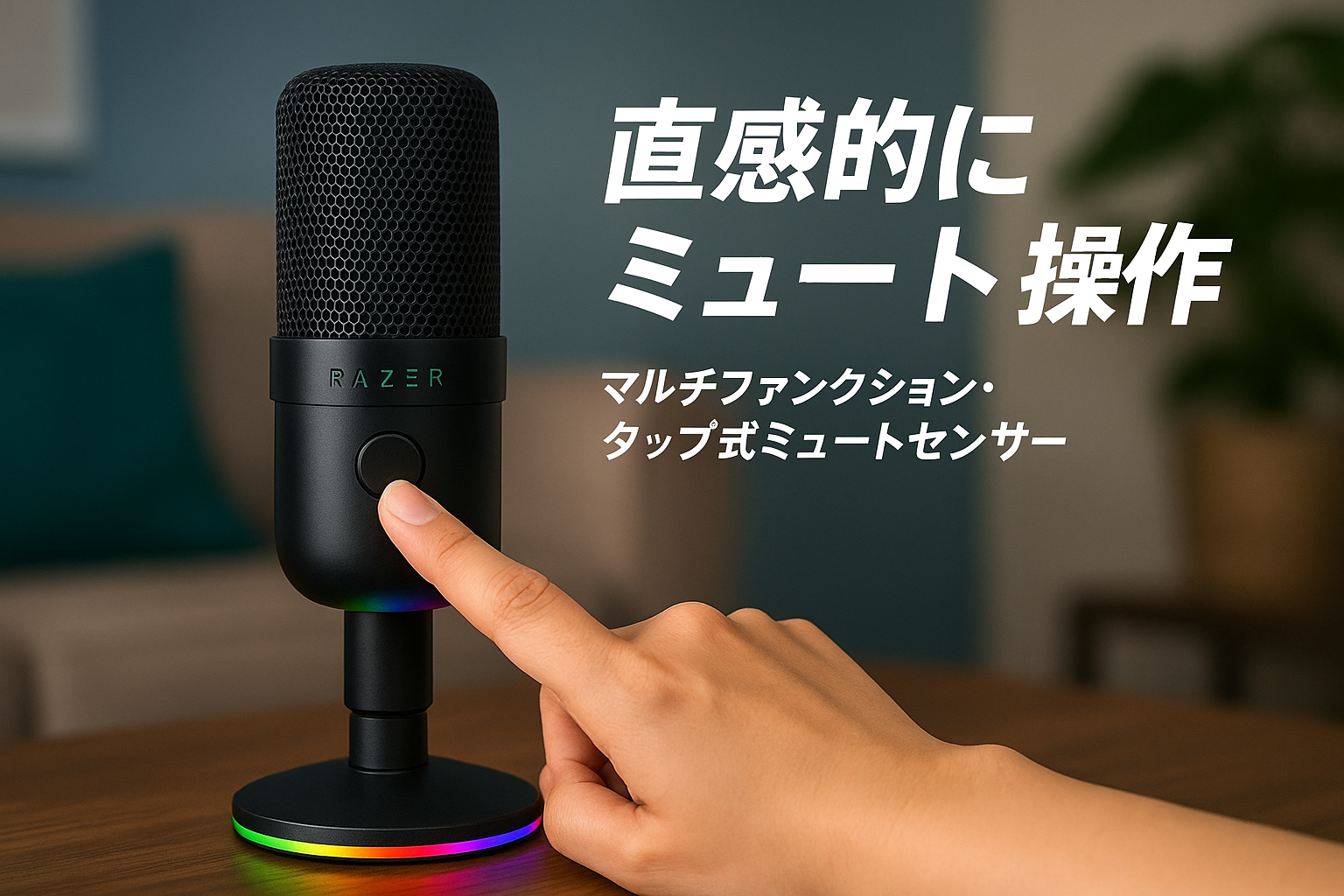 Razer レイザー Seiren V3 Chroma コンデンサーマイク マルチファンクション タップ式ミュートセンサー ゲーミングマイク USB マイク 配信 セイレン ブイスリー クローマ