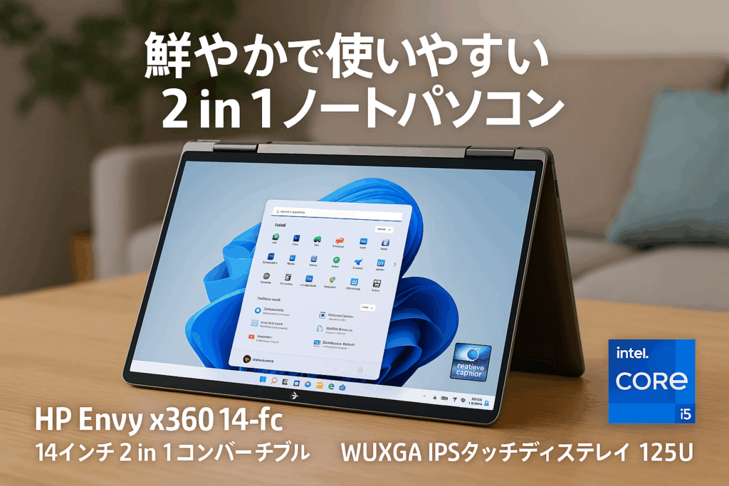 HP ノートパソコン Envy x360 14-fc 14インチ 2in1コンバーチブル WUXG IPSタッチディスプレイ インテル Core Ultra 5 プロセッサー 125U 16GBメモリ 512GB SSD Windows11 Home Windows Copilotキー搭載 AIPC McAfee マカフィーリブセーフ 1年版付き