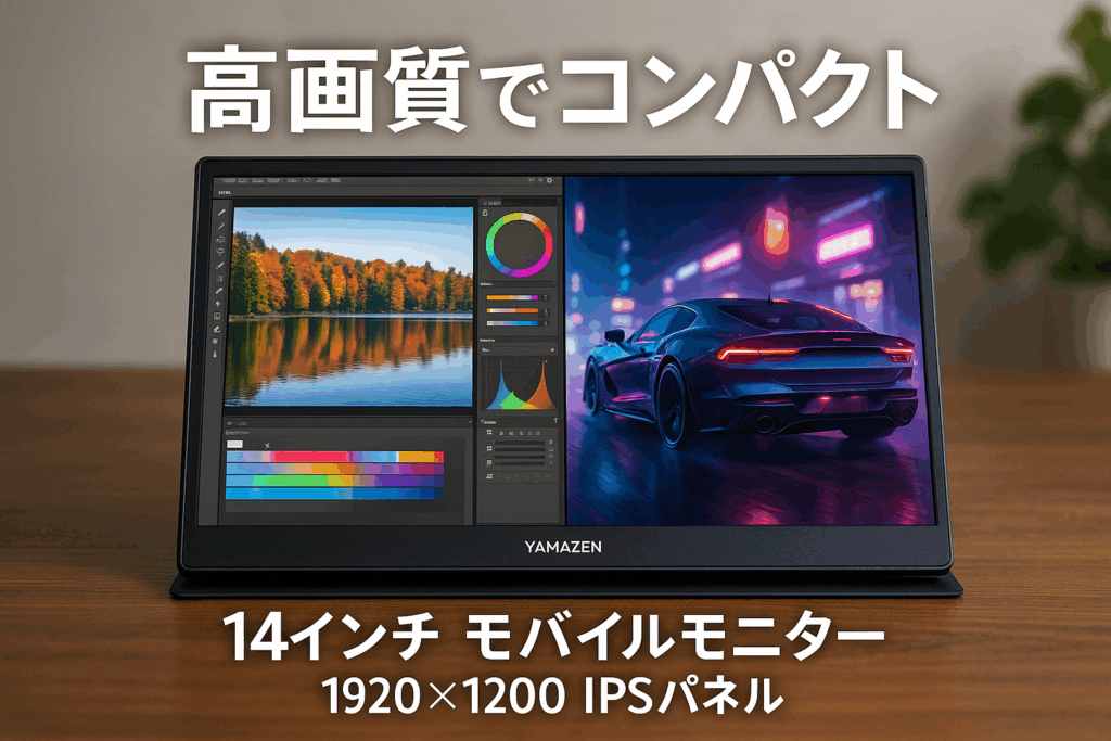 山善 モバイルモニター 14インチ モバイルディスプレイ 1920x1200 ワイドUXGA HDR 1670万色 日本設計 Type-C/HDMI-mini 非光沢IPSパネル ブルーライト軽減モード ゲームモード搭載 内蔵スピーカー搭載 薄型 軽量 QMM-140