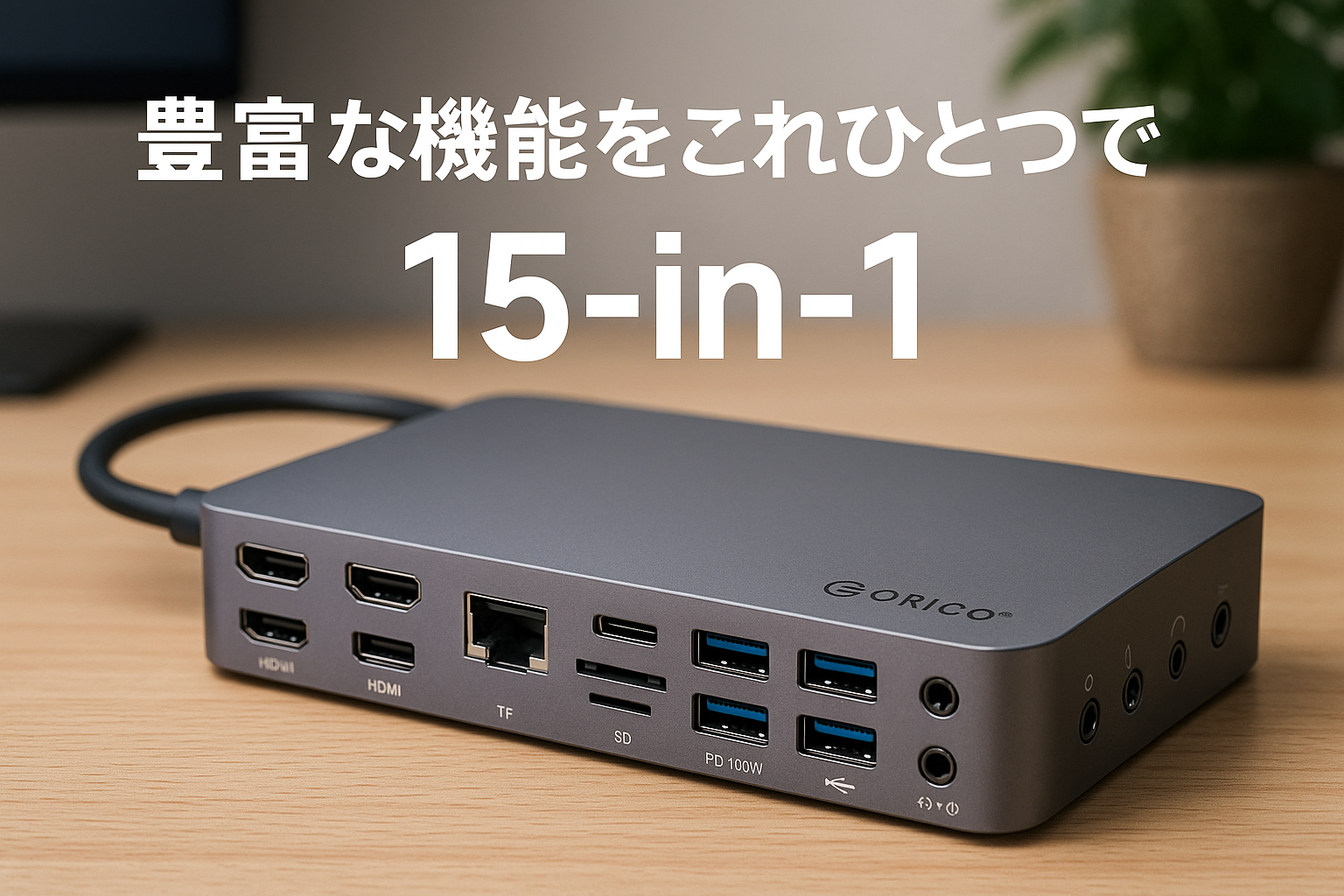 ORICO USB C ドッキングステーション 15-in-1（2つHDMI＋DisplayPort）Type-C ドック Apple M1チップに適応可能 100W出力 4K対応 DP1.4 HDMIポート ギガビットイーサネット TF/SDカード スロット搭載 USB-Cポート USB-Aポート オーディオ入/出力 3つ画面ディスプレイ CDH-15P (グレー)