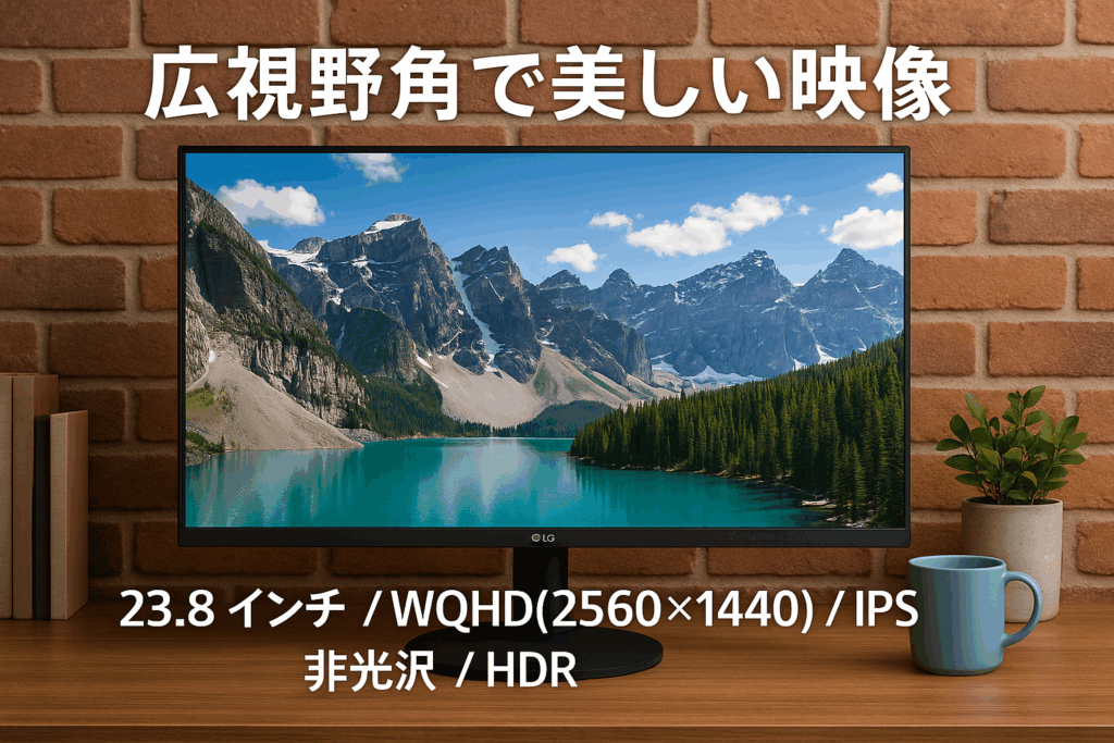 LG フレームレス モニター ディスプレイ 24QP500-B 23.8インチ/WQHD(2560×1440) / IPS非光沢/HDR / 75Hz / FreeSync対応/HDMI×2、DisplayPort / 3年安心・無輝点保証
