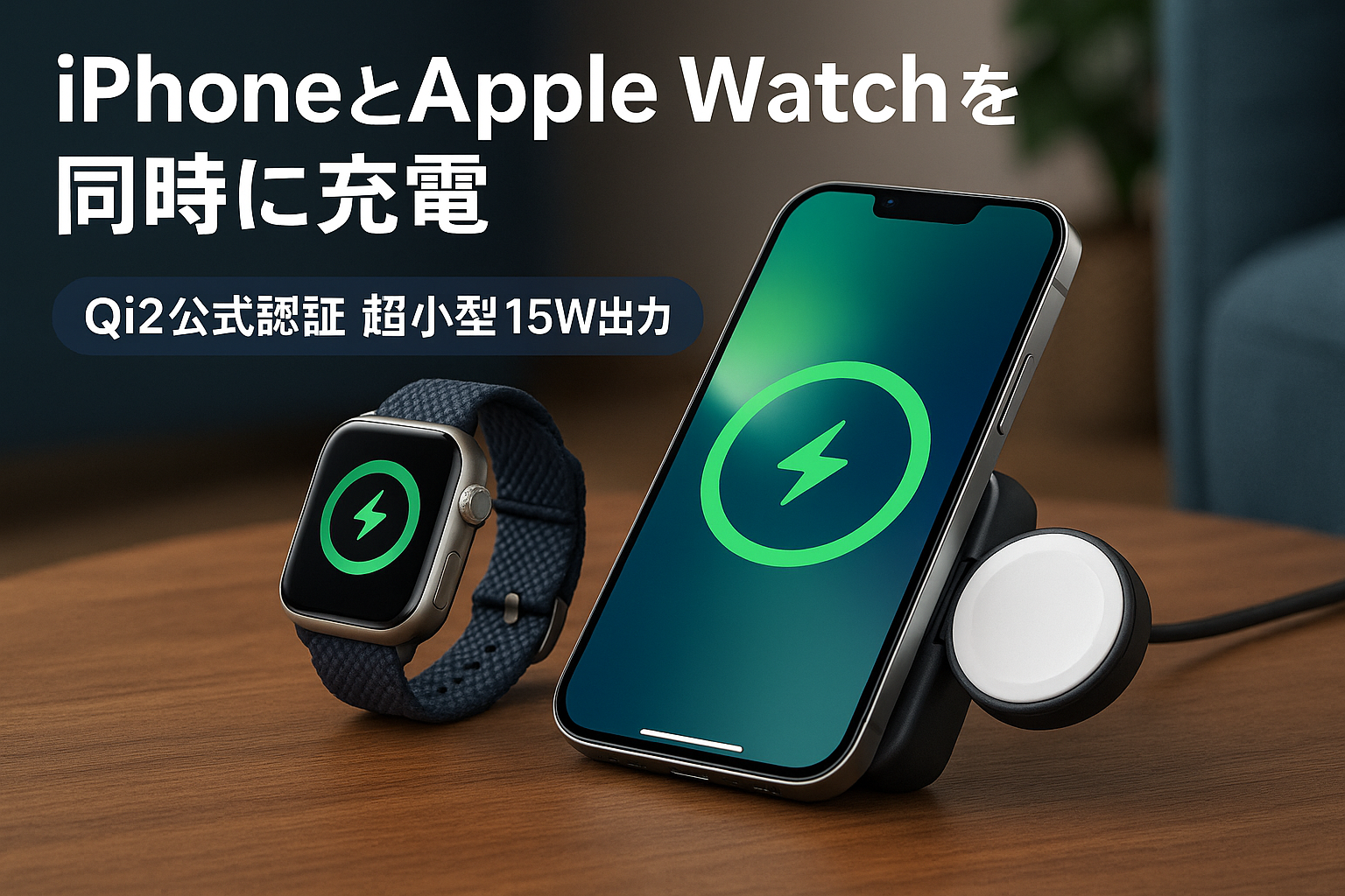 RORRY ワイヤレス充電器 magsafe充電器 apple watch 充電器【超小型・qi2公式認証・超速い充電】qi2 充電器 For iPhone/iWatch同時充電 スマホリング・スタンド機能 両面同時充電 置くだけ充電 15W出力 強磁力 過熱保護iPhone16/15/14/Apple Watch Ultra2/10/9/Airpodsなどに対応