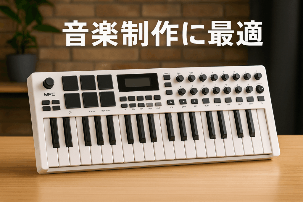 Akai Professional 37鍵 USB MIDIキーボード コントローラー MPCドラムパッド CV/Gate MIDI DAWコントロール 内蔵ステップ・シーケンサー 音楽制作ソフトウェア付属 Mac/Window PC対応 プラグアンドプレイ MPK Mini Plus ホワイト