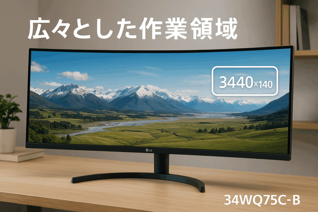 LG モニター ディスプレイ 34WQ75C-B 34インチ/曲面型ウルトラワイド(3440×1440)/IPS アンチグレア/HDR/LAN端子/KVMスイッチ/HDMI×2,DisplayPort×1/フリッカーセーフ、ブルーライト低減 /3年安心・無輝点保証