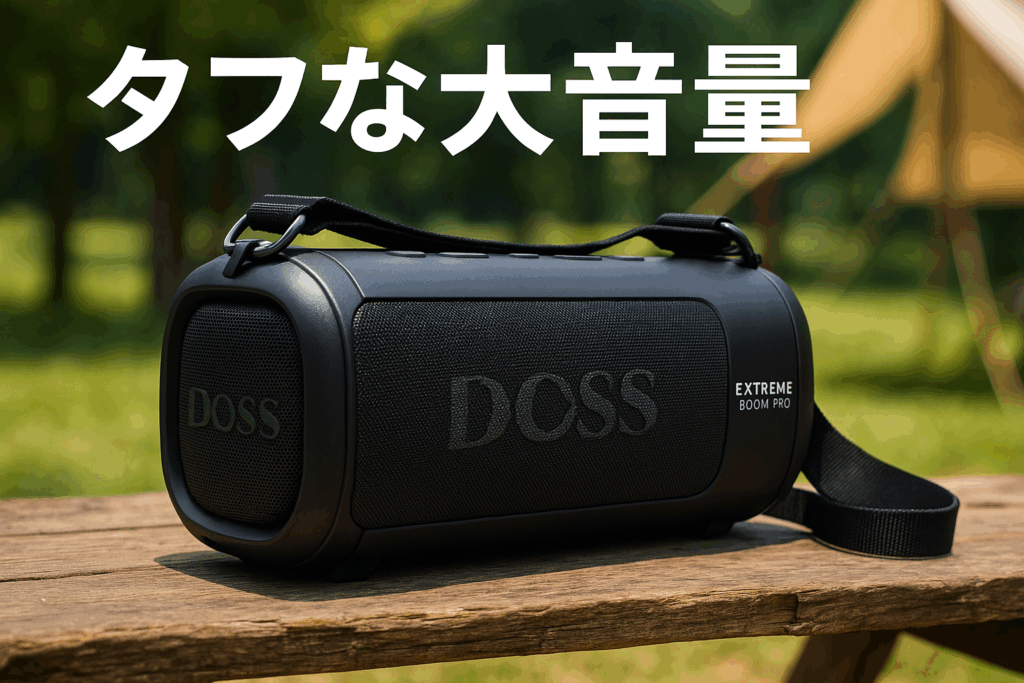 DOSS Extreme Boom Pro Bluetoothスピーカー ワイヤレス 100W 大音量 20時間再生 IPX6防水 ポータブル ブルートゥース 低音強化 パッシブラジエーター搭載 USB-C充電 ダンス/キャンプ/パーティー/旅行用 複数台に接続対応 ショルダーストラップ付き (ブラック)