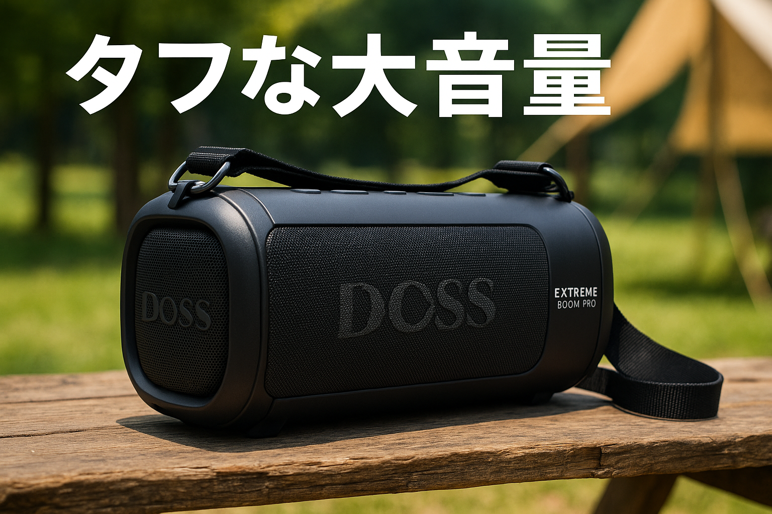 DOSS Extreme Boom Pro Bluetoothスピーカー ワイヤレス 100W 大音量 20時間再生 IPX6防水 ポータブル ブルートゥース 低音強化 パッシブラジエーター搭載 USB-C充電 ダンス/キャンプ/パーティー/旅行用 複数台に接続対応 ショルダーストラップ付き (ブラック)