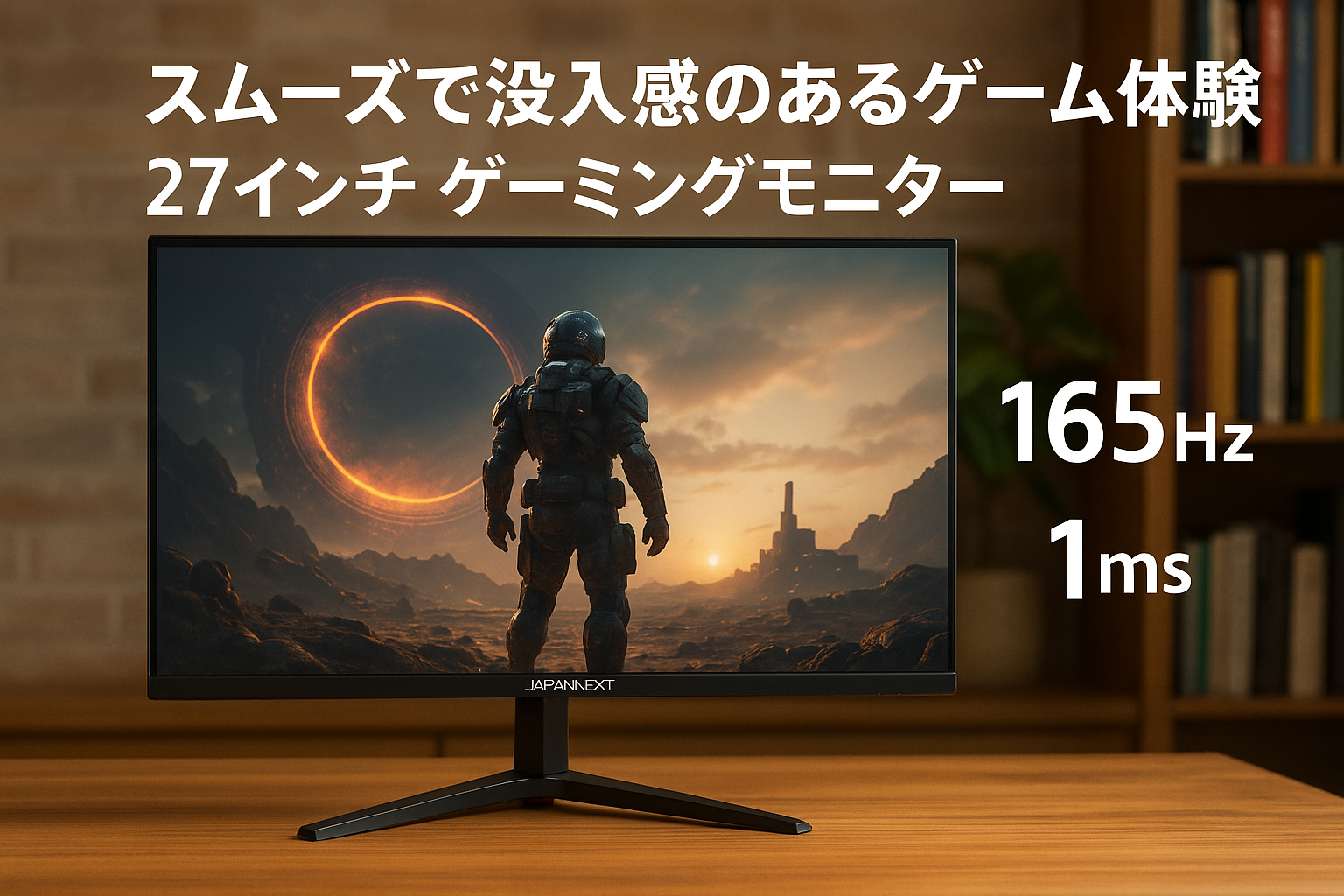 JAPANNEXT 27インチ ゲーミングモニター 165Hz 1ms WQHD 2560x1440解像度 IPS パネル ディスプレイ (HDMI/DisplayPort/VESA対応/ブルーライトカット / 視野角178°) JN-27IPSG165WQHDR