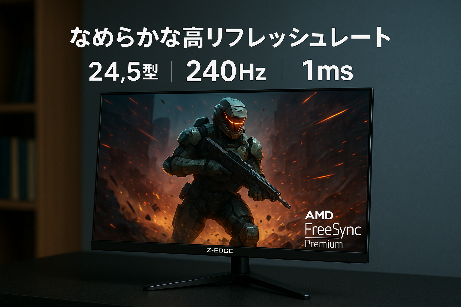 Z Z-Edge ゲーミングモニター 240Hz 24.5インチ UG25I FHD 1920x1080 モニター、1ms フレームレス LED、AMD Freesync プレミアム ディスプレイ ポート HDMI