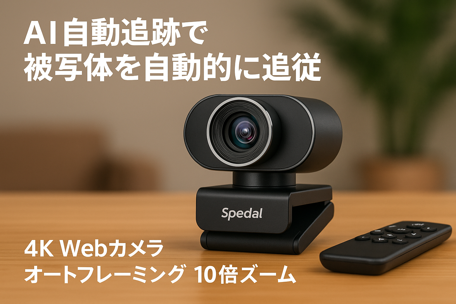 Spedal 4K Webカメラ AI 自動追跡 会議カメラ オートフレーミング 30°∼100° 10倍ズーム UHD 800万画素 4K/30fps や 1080P/60fpsに対応 マイク内蔵 リモコン付き USB-C プラグ&プレイ ビデオ通話/web会議/ライブ配信/オンライン授業 Windows/macOS対応