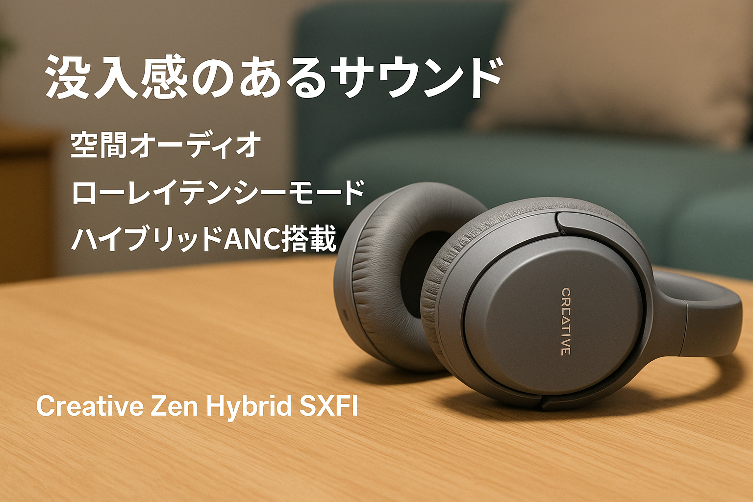 Creative Zen Hybrid SXFI グレー 空間オーディオ ローレイテンシーモード ハイブリッドANC搭載 HS-ZHBSFI-GY