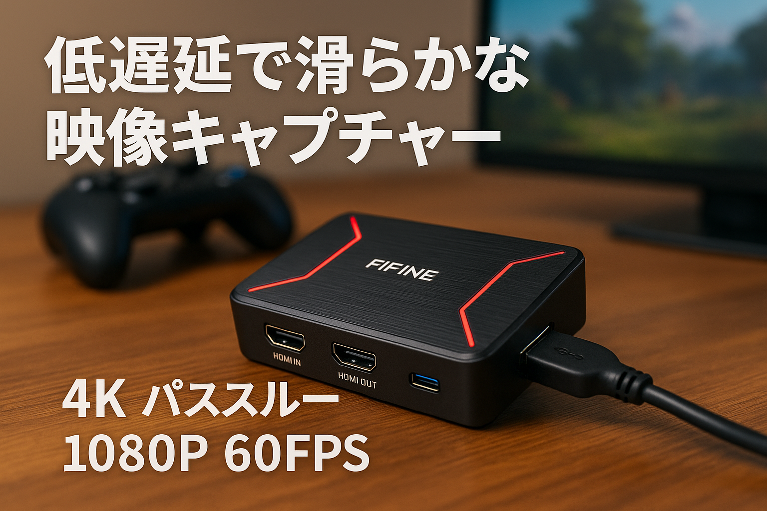 FIFINE キャプチャーボード Switch対応 4K パススルー 1080P 60FPS ビデオキャプチャー USB 3.0 HDMI キャプチャー 低遅延 ビデオ録画 ストリーミング ゲーム実況 画面共有 ライブ配信用 Windows/Mac/PS4/PS5対応 AmpliGame V3