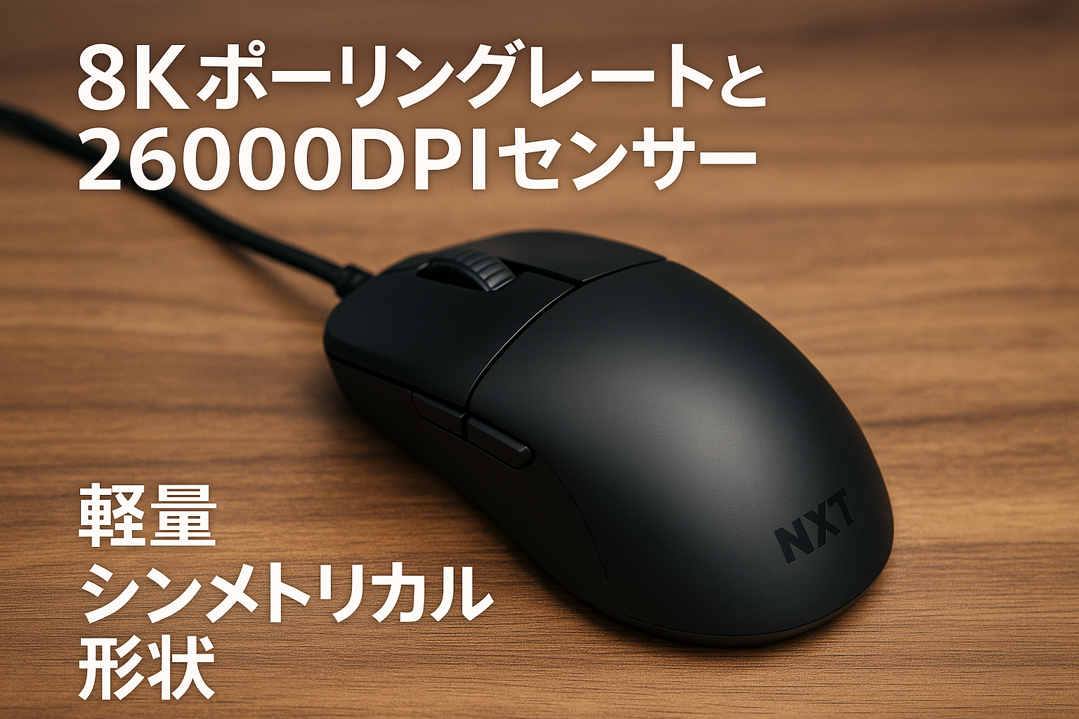 NZXT Lift 2 Symm Black 軽量 8Kポーリングレート・26000DPIセンサー搭載 シンメトリカル形状 有線 ゲーミングマウス ブラック MS-001NB-03 MS0700