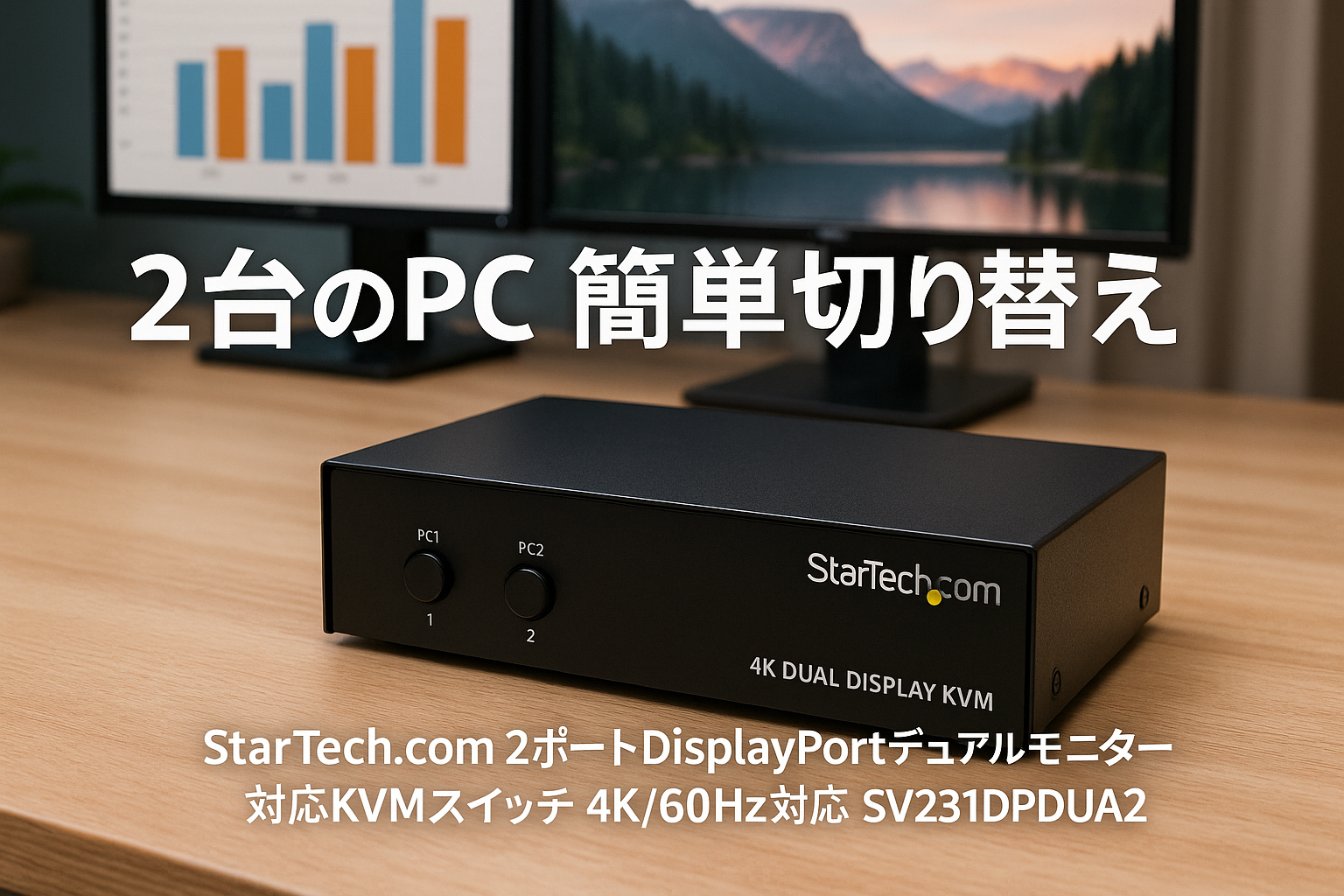StarTech.com 2ポートDisplayPortデュアルモニター対応KVMスイッチ 4K/60Hz対応 SV231DPDDUA2