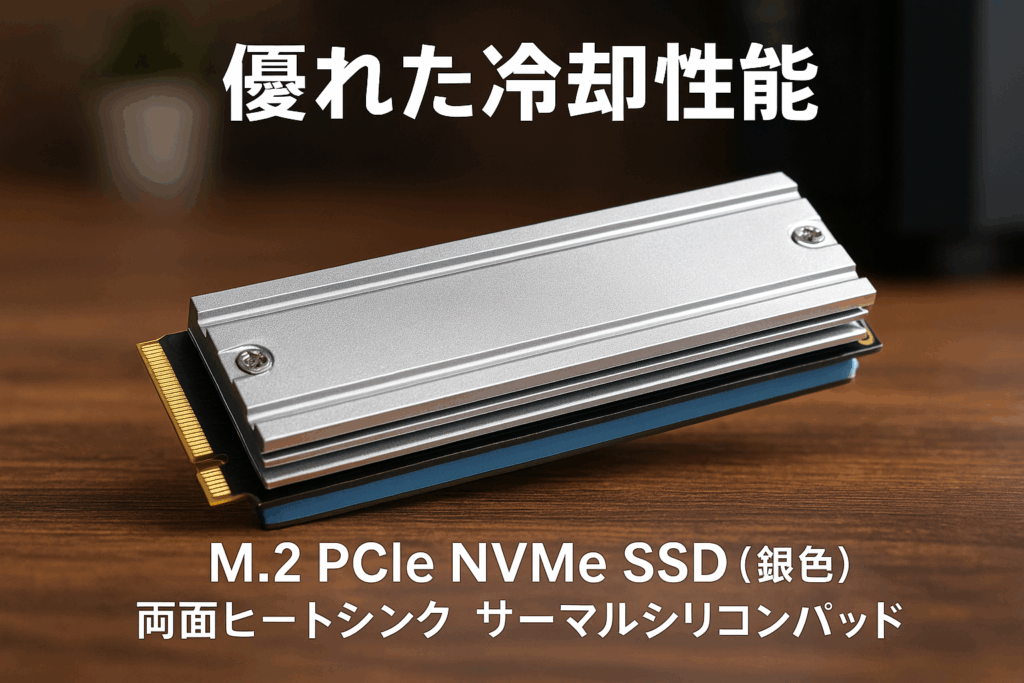 M.2 2280mm SSD両面ヒートシンク、PC / PS5用サーマルシリコンパッド付きM.2 PCIE NVMe SSD (銀色)