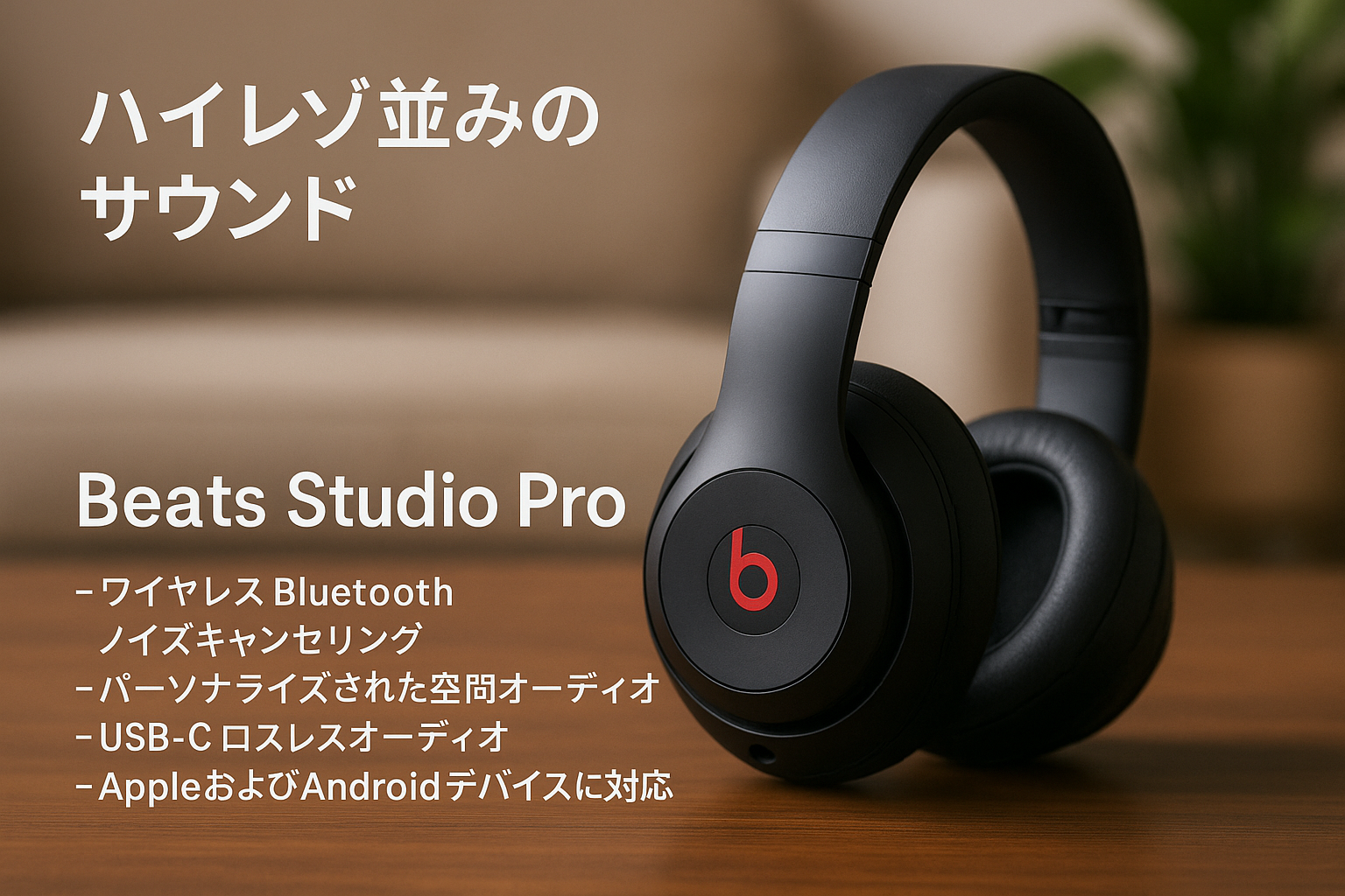 Beats Studio Pro - ワイヤレス Bluetooth ノイズキャンセリングヘッドフォン - パーソナライズされた空間オーディオ、USB-C ロスレスオーディオ、AppleおよびAndroidデバイスとの互換性、最大40時間の再生時間 - ブラック