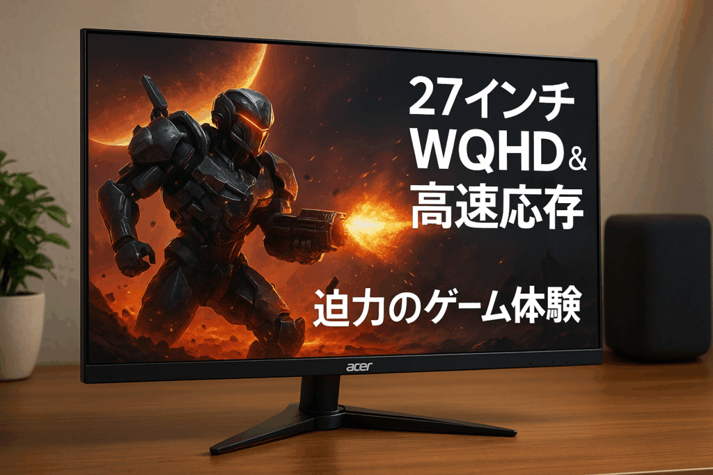 日本エイサー Acer ゲーミングモニター Nitro VG270Ubmiipx 27インチ IPS 非光沢 WQHD 1ms 75Hz FreeSync フレームレスデザイン HDMIx2 スピーカー内蔵 VESAマウント対応 チルト フリッカーレス ブルーライト軽減
