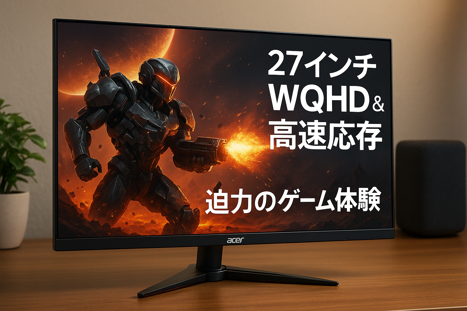 日本エイサー Acer ゲーミングモニター Nitro VG270Ubmiipx 27インチ IPS 非光沢 WQHD 1ms 75Hz FreeSync フレームレスデザイン HDMIx2 スピーカー内蔵 VESAマウント対応 チルト フリッカーレス ブルーライト軽減