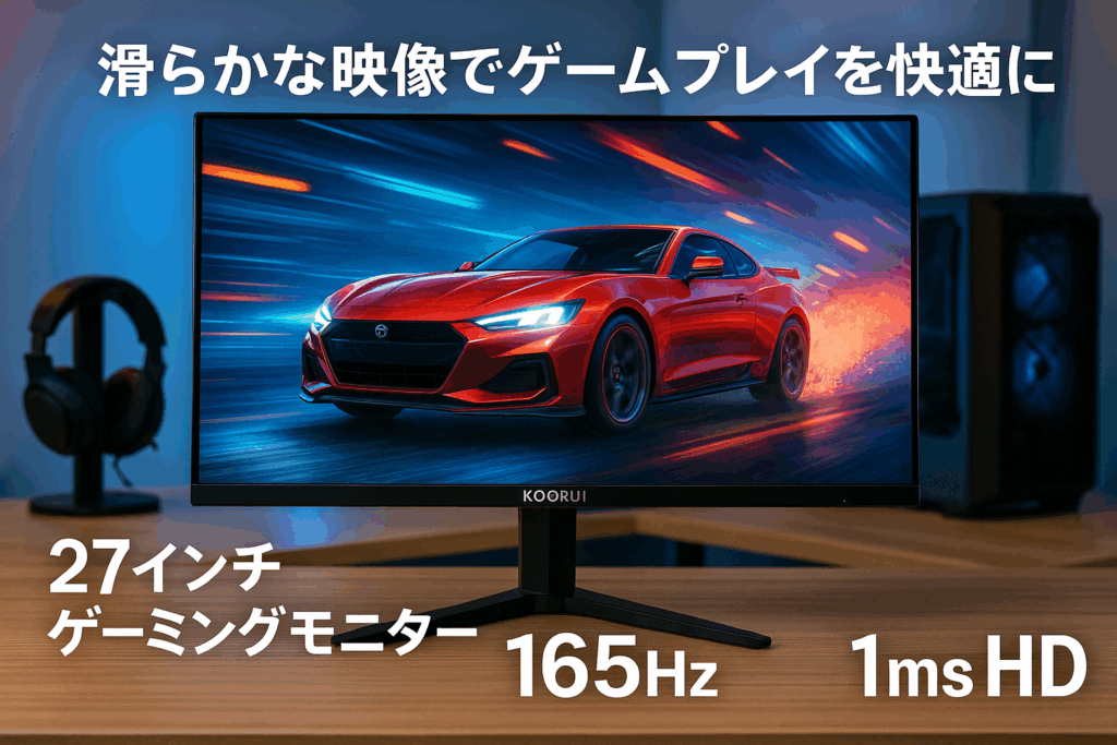 KOORUI ゲーミングモニター 27インチ モニター フルhd 165Hz 1ms 非光沢 スリムベゼル/アイケア/傾き調整/HDMI 2.0/DP/VESA GN01